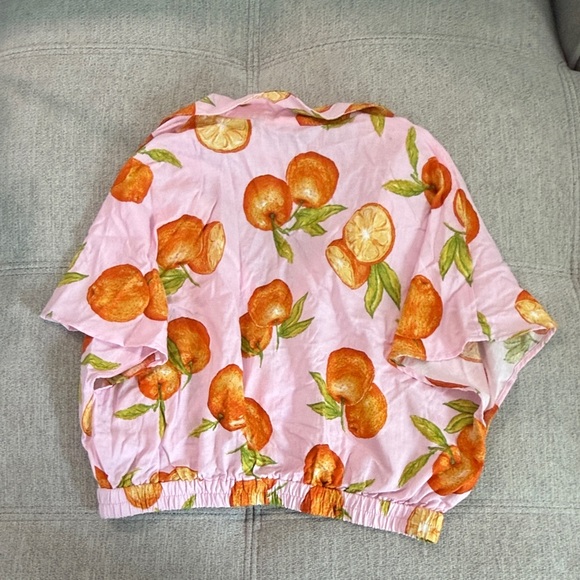NWOT Zara Pink Orange Print Crop Top Blouse - Picture 4 of 4